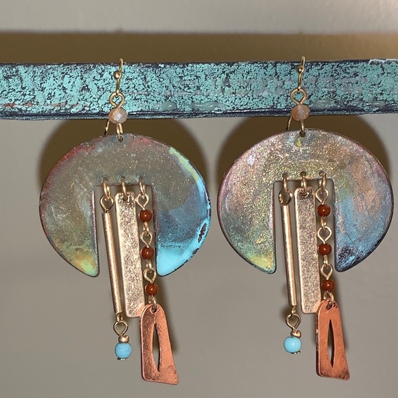 Rustic Metal Earrings 2” - Picture 1 of 5